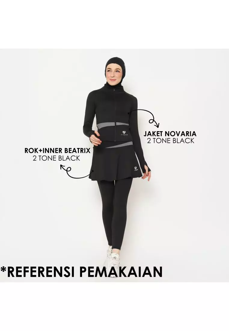 Fitwear - Rok + Legging Olahraga Wanita BEATRIX 2 TONE - BLACK