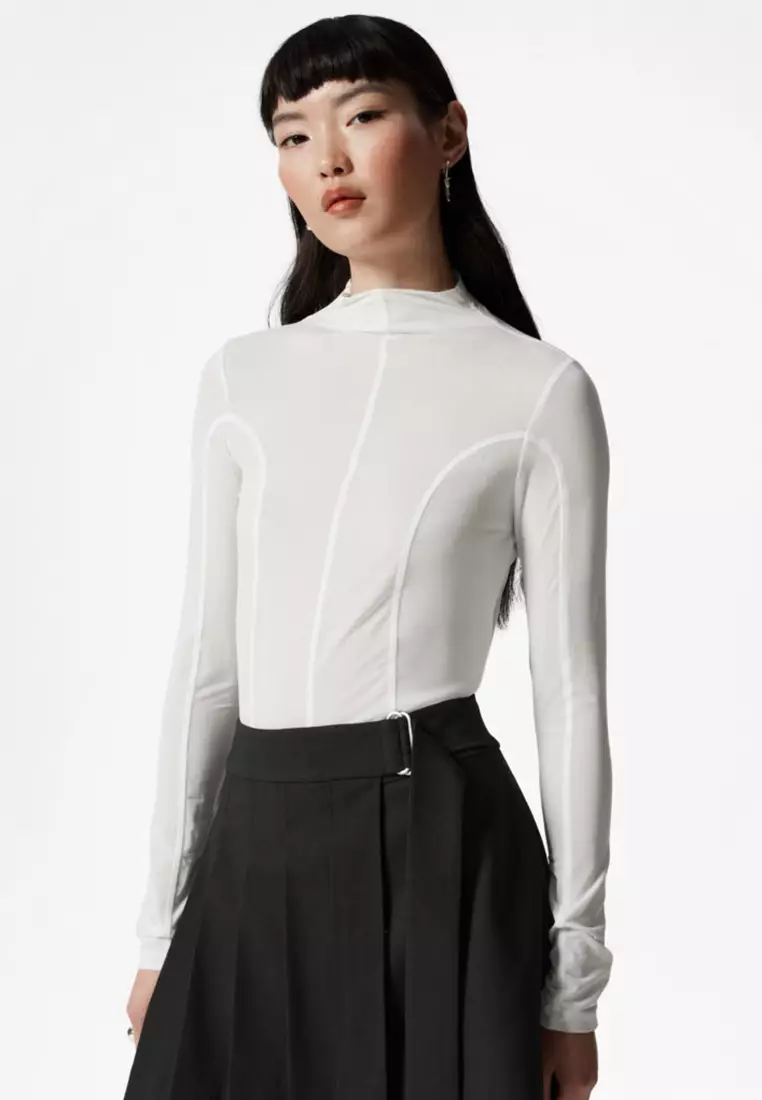 Sheer Mock Neck Top