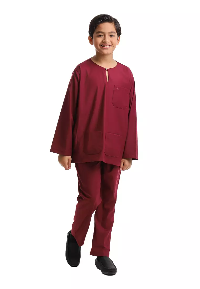 Forest x Hatta Dolmat Baju Melayu Teluk Belanga Budak - FK24104BM-56Maroon