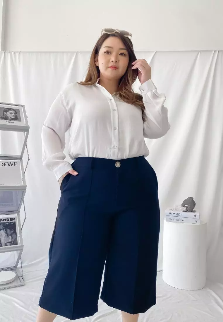 Plus Size Cullote Pants Marche Navy