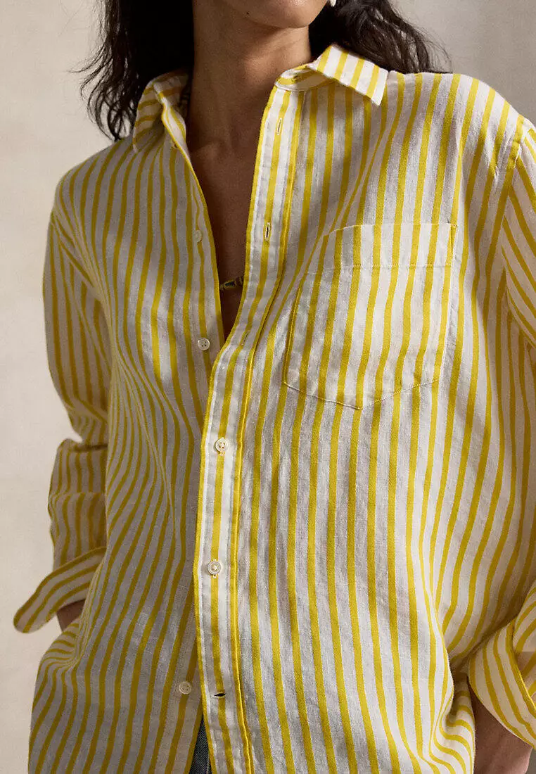 Polo Ralph Lauren Women Oversize Fit Striped Linen-Cotton Shirt