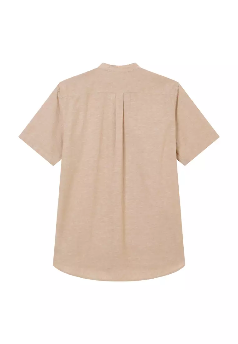 Men's Linen Cotton Slim Short Sleeve Shirt 01046214