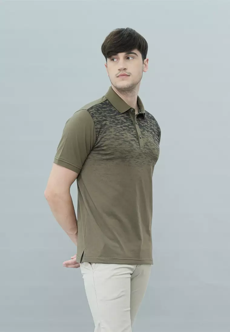 LGS - Kaos Polo Casual Pria Lengan Pendek Kerah Wangky Warna Hijau Slim Fit - JWS.325.J3410F.01.C