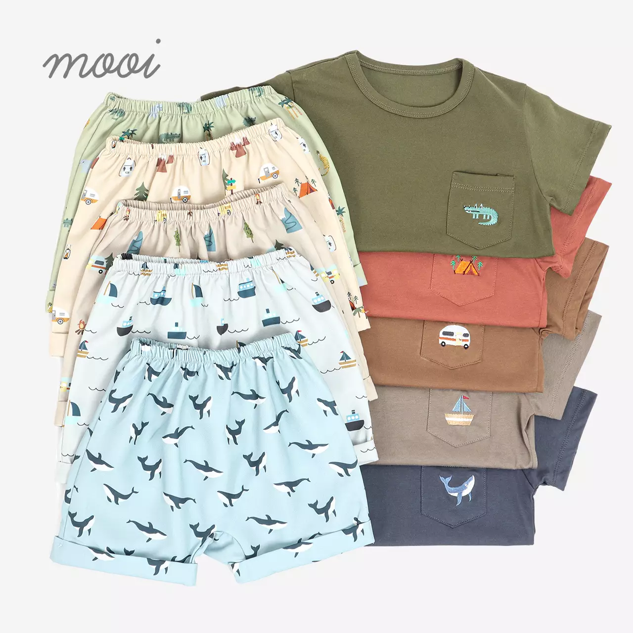 Mooi Setelan Anak Kaos Anak Tshirt Pocket Tee Set - Grey