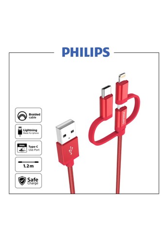 Philips multi Philips DLC 4540 V Red Lightning, USB-C, Micro USB Braid, 1.2 meter F4979ES69FA427GS_1