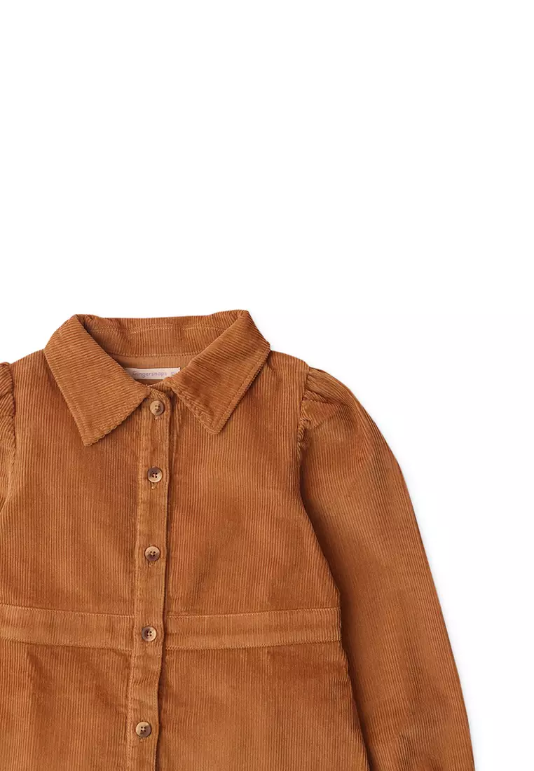 Girls Mutton Sleeves Button Down Dress