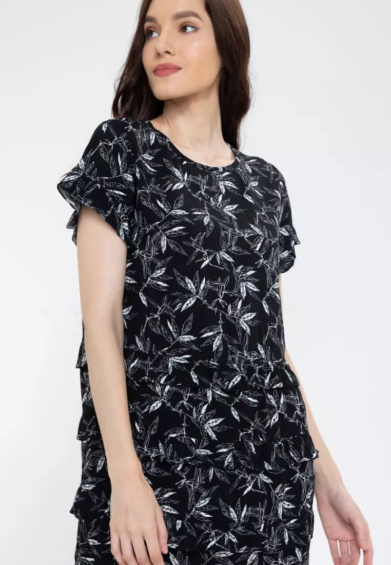 Ligaya Printed Ruffle Tiered Dress