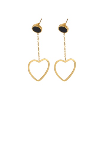 Glamorousky silver Simple and Sweet Plated Gold Hollow Heart-shaped Tassel 316L Stainless Steel Earrings 0E56EAC79BF5C5GS_1