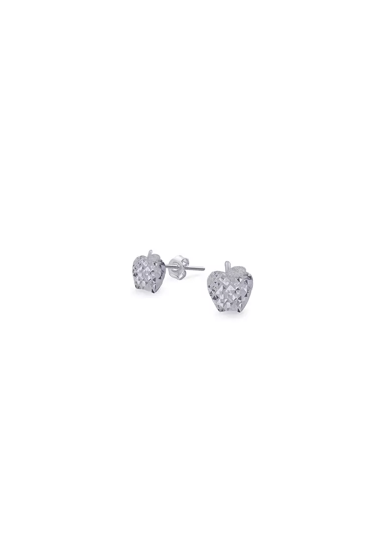 925 Sterling Silver Apple Earrings SS123 Plated White Gold