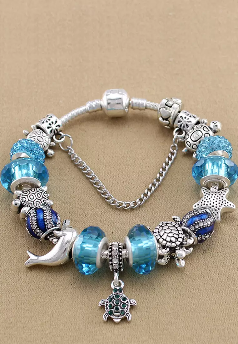 Pandora Bracelet Blue Pandora Blue And Clear Sparkle Slider