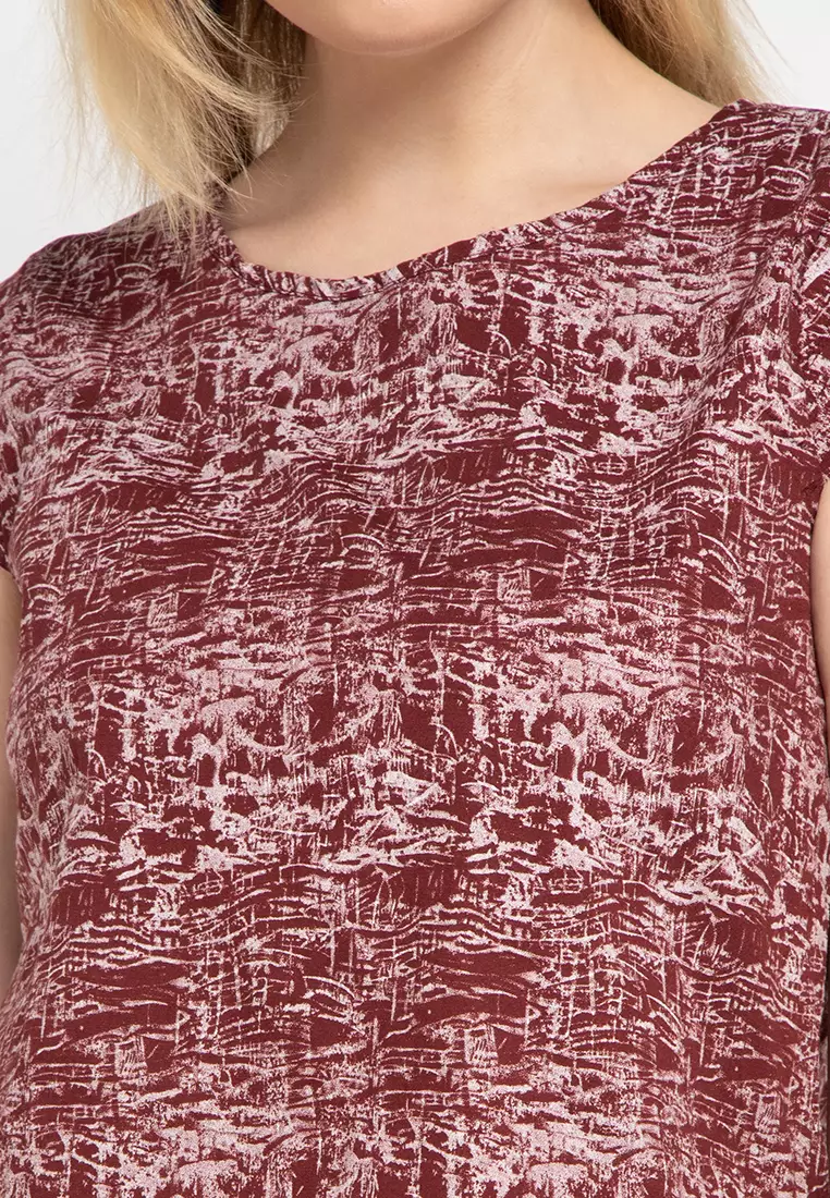 Julie Blouse In Maroon Print