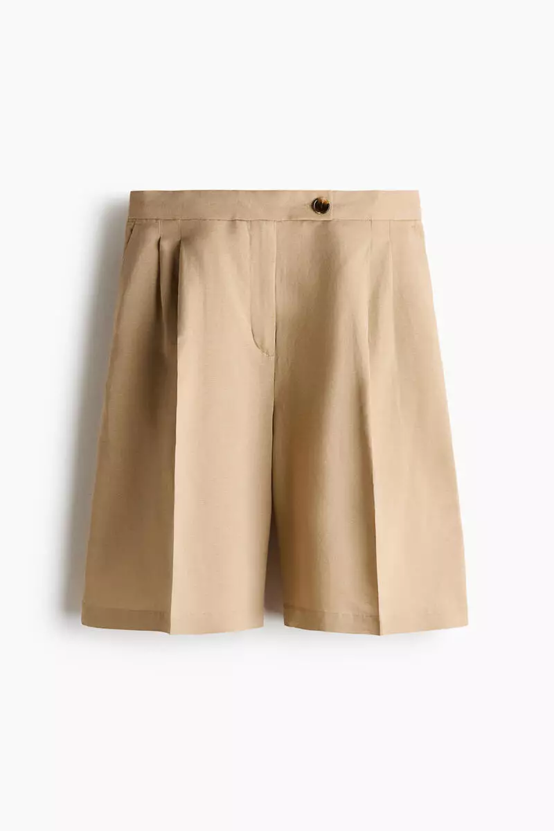 Linen-blend Bermuda shorts