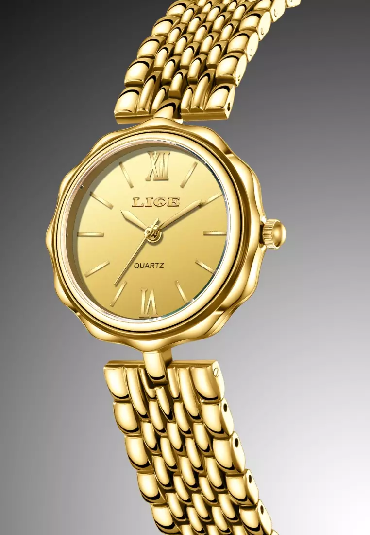 Ladies IP Gold Stainless Steel Quartz Watch, Stainless Steel Bracelet