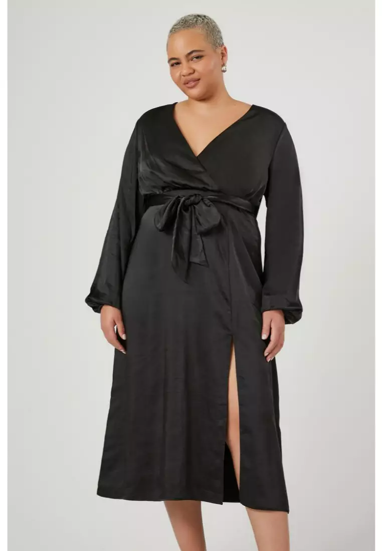 Surplice wrap self top tie maxi dress
