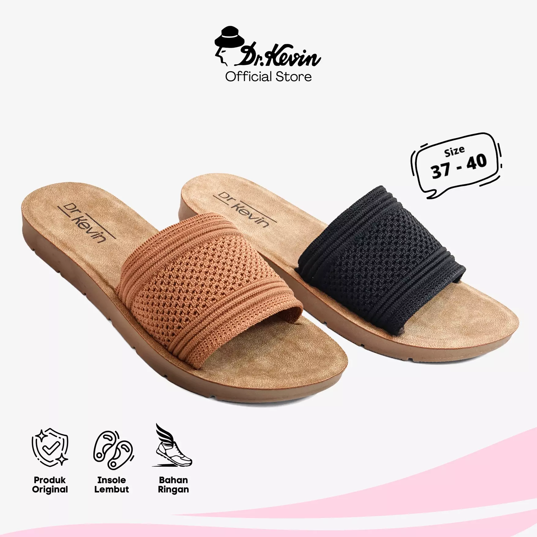 Dr. Kevin Sandal Selop Wanita Hak Rata Flat Sandal 571-125