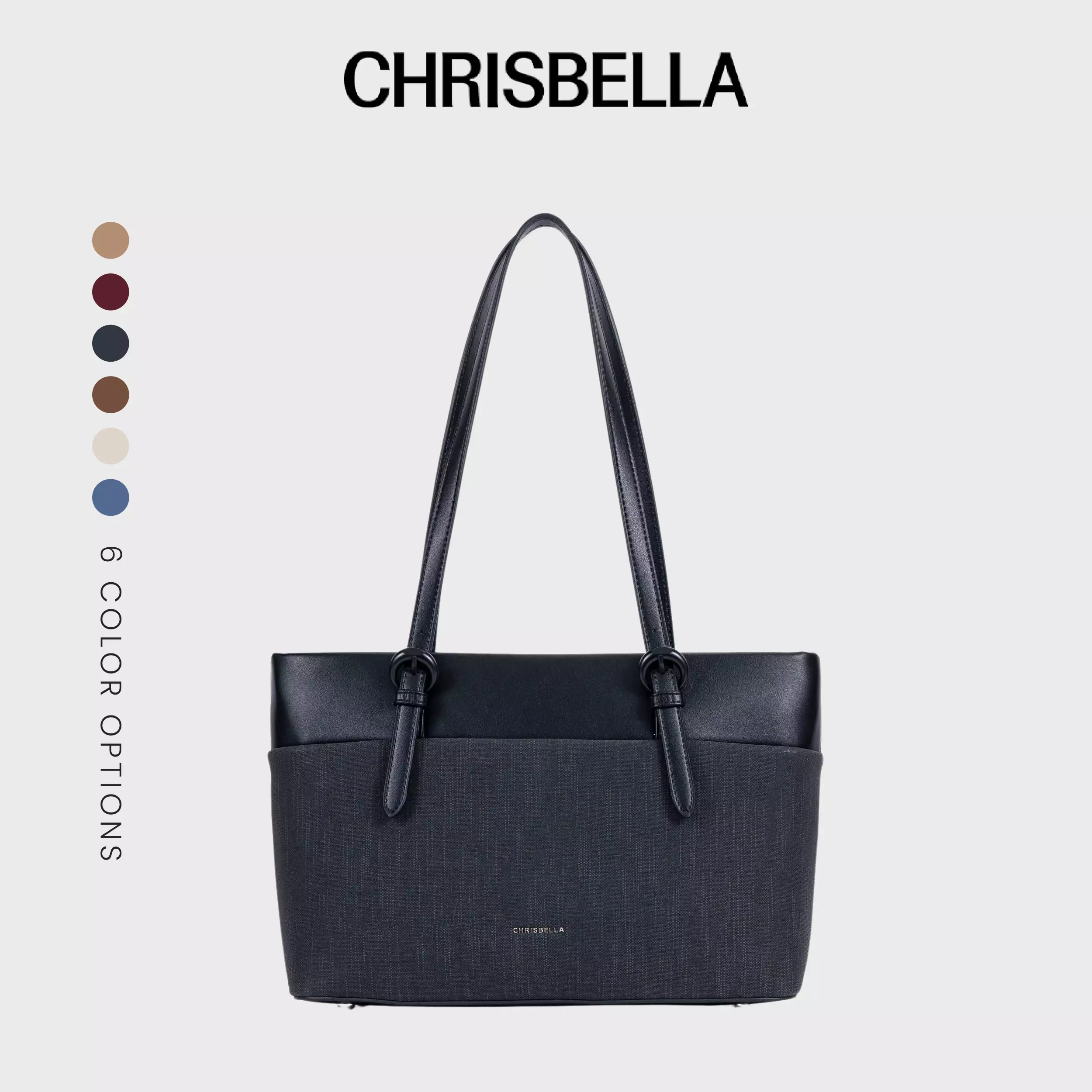 CHRISBELLA LENA WORK TOTE SET - BLACK