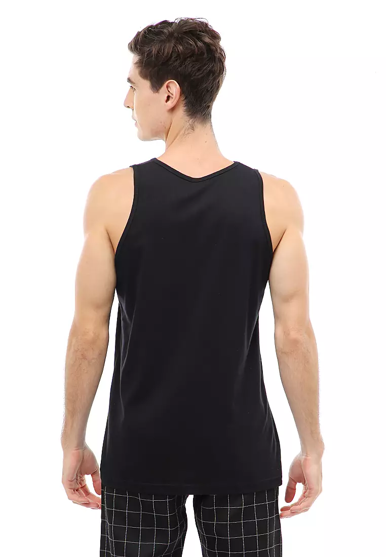Agies Pakaian Dalam Pria Tank Top Singlet Polos Material Cotton ORIGINAL - Black