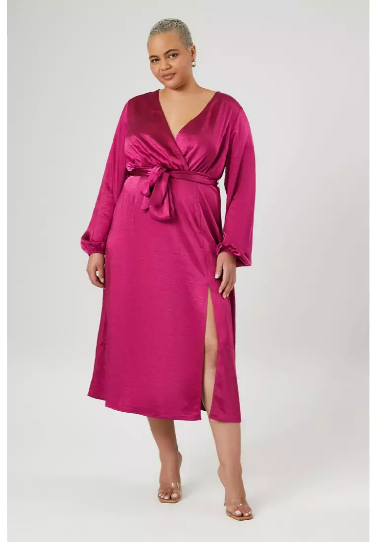 Buy FOREVER 21 Plus Size Satin Surplice Maxi Dress 2024 Online