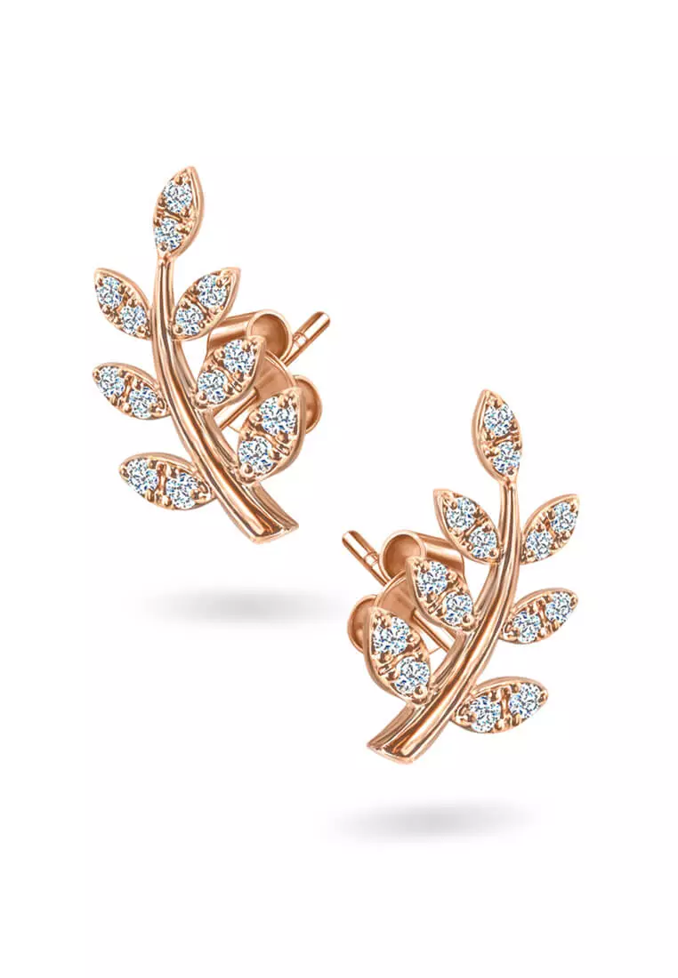 Gold leaf earrings best sale studs