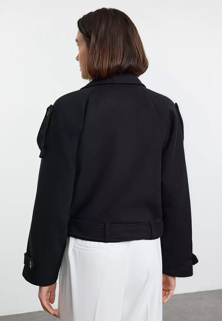 Black Soft Seasonal Short Oversize Coat