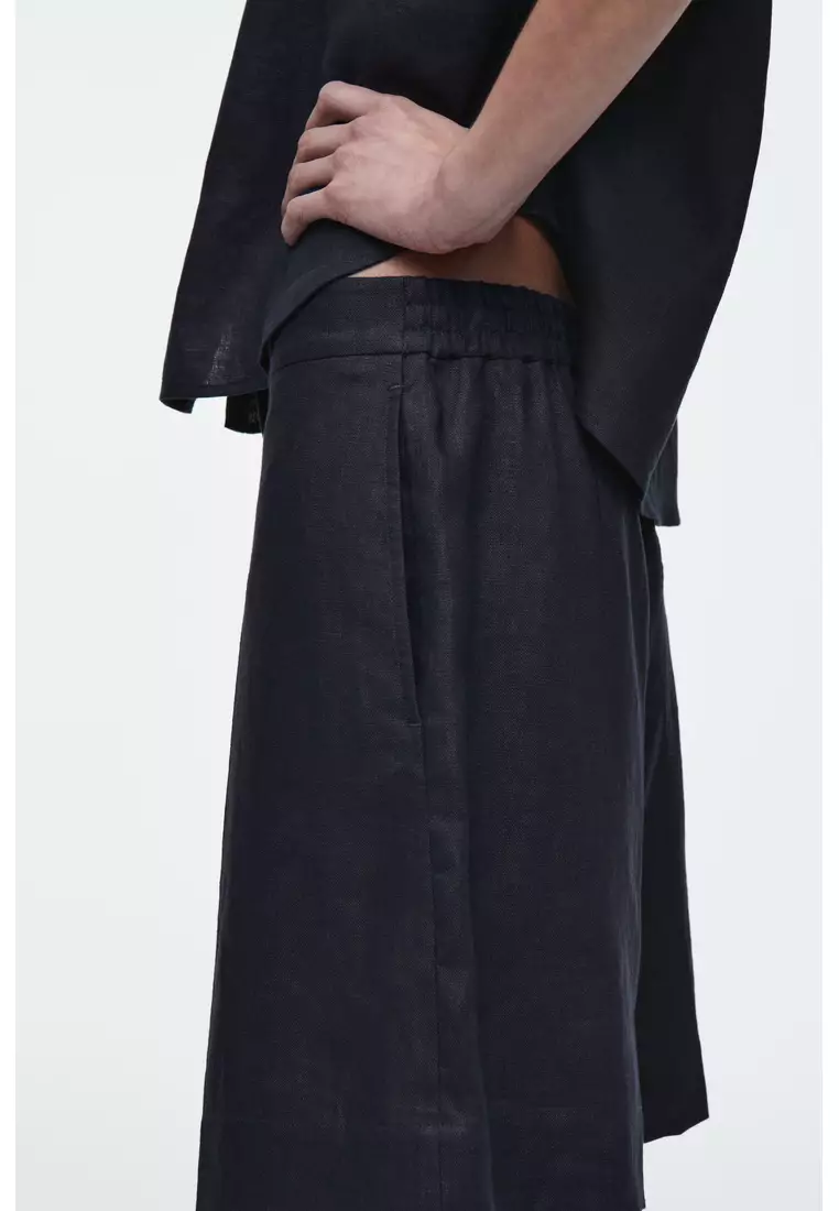 TAILORED ELASTICATED LINEN SHORTS