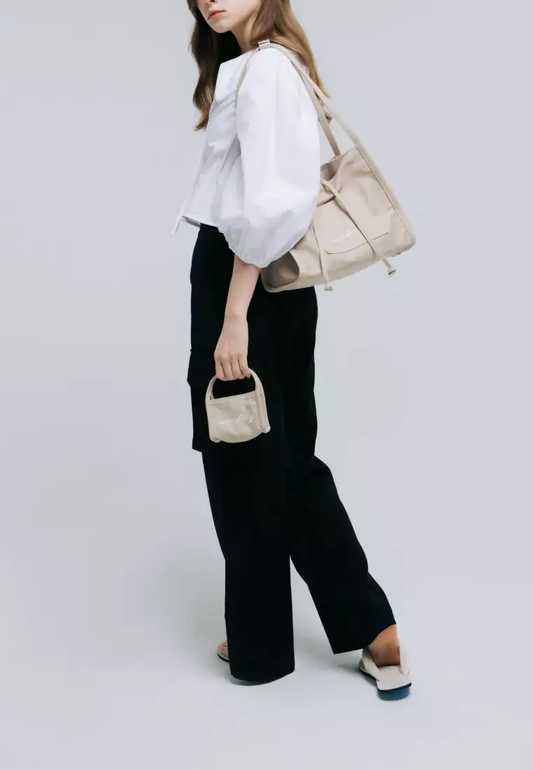 JEANS Canvas Shoulder Bag Beige