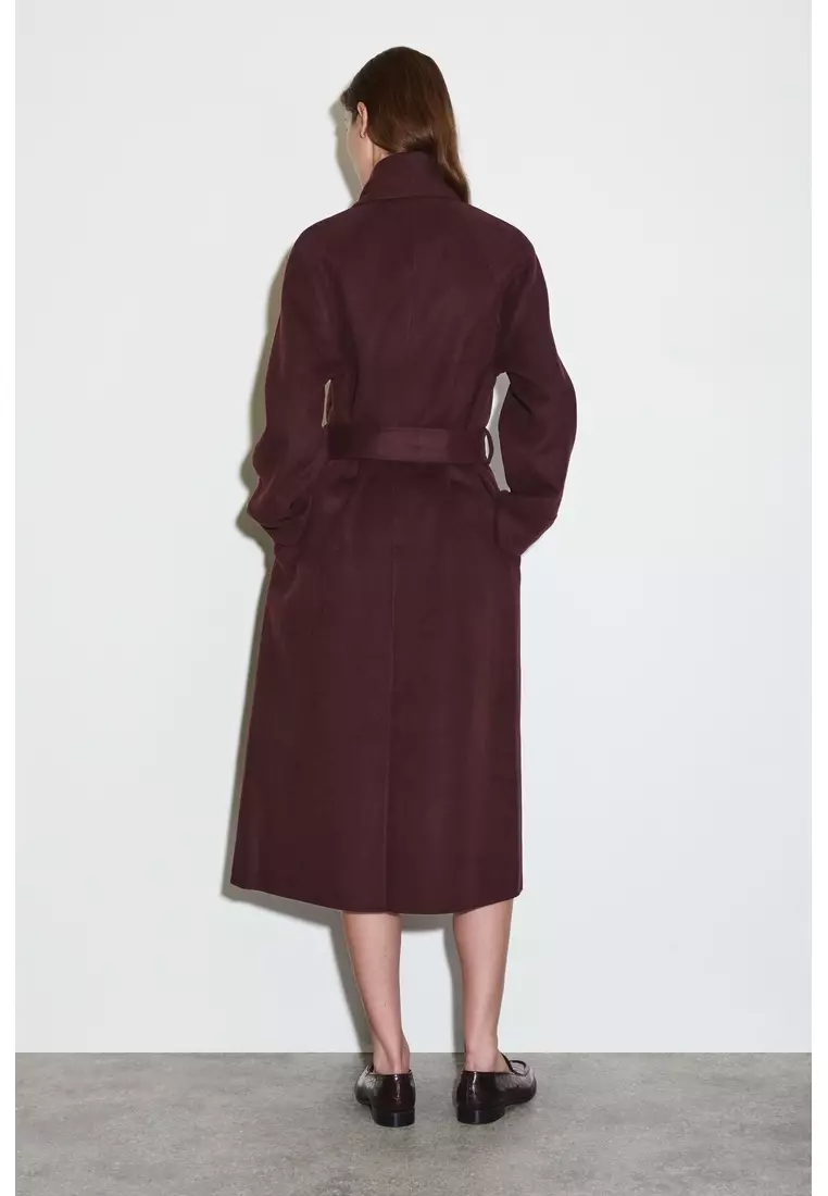 BELTED DOUBLE-FACED WOOL COAT