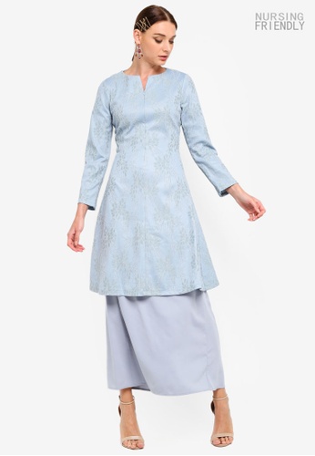 Lace Fit And Flare Tunic Set from Zalia in Blue