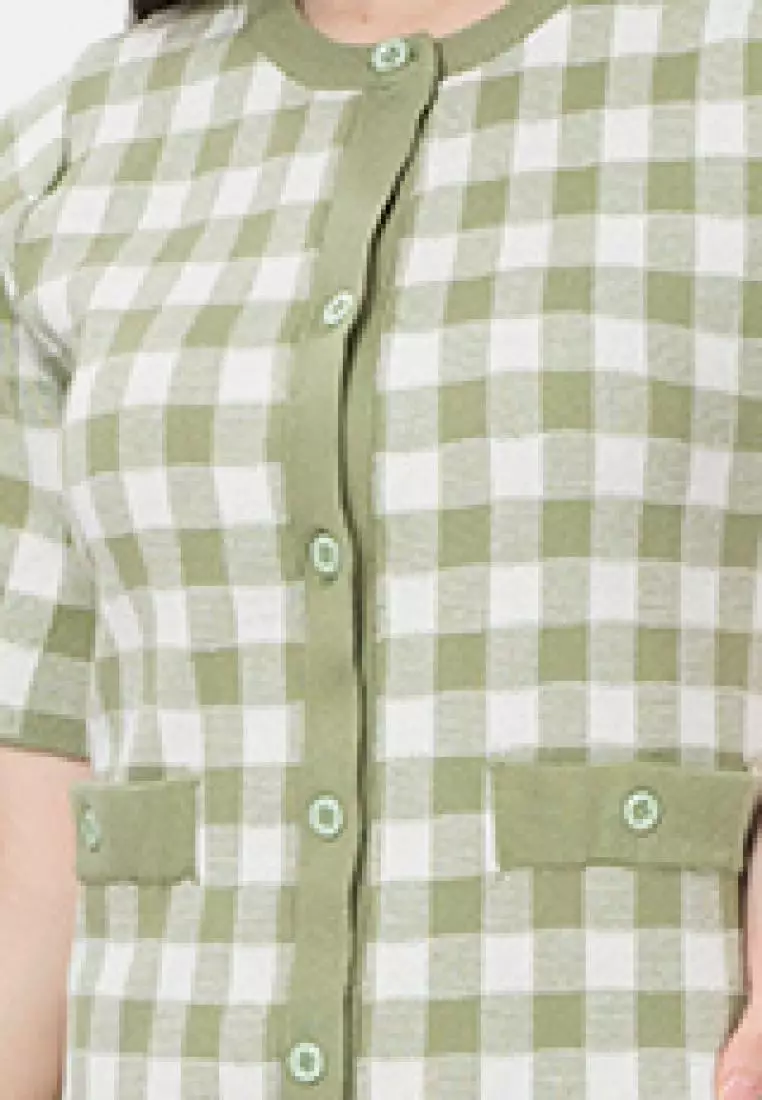 Checker Midi Dress in Green