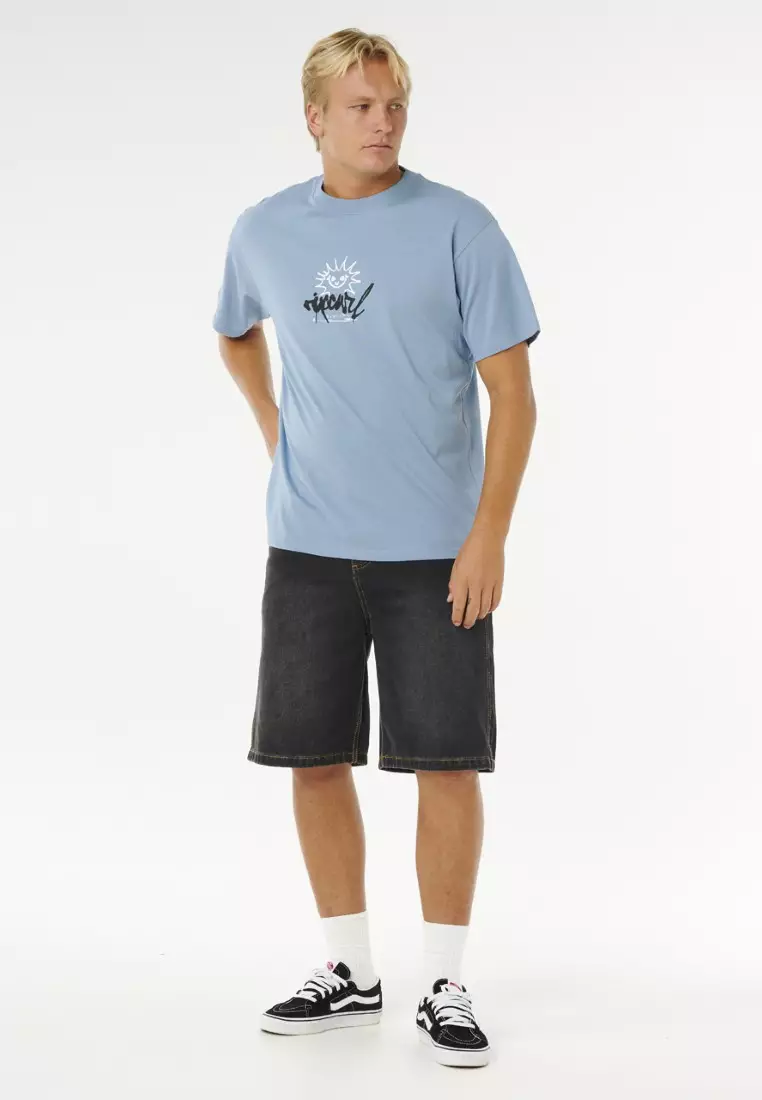 男人內心幻象 腐蝕太陽 T恤 0XUMTE-FADED DENIM