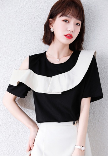 Halo multi Color Block One Shoulder Blouses 45115AA779A066GS_1