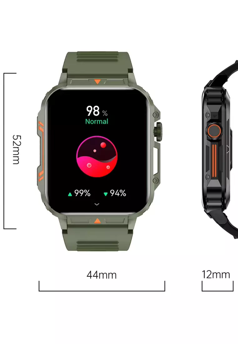 Unisex IOS/Android Green SmartWatch with Green Rubber Strap