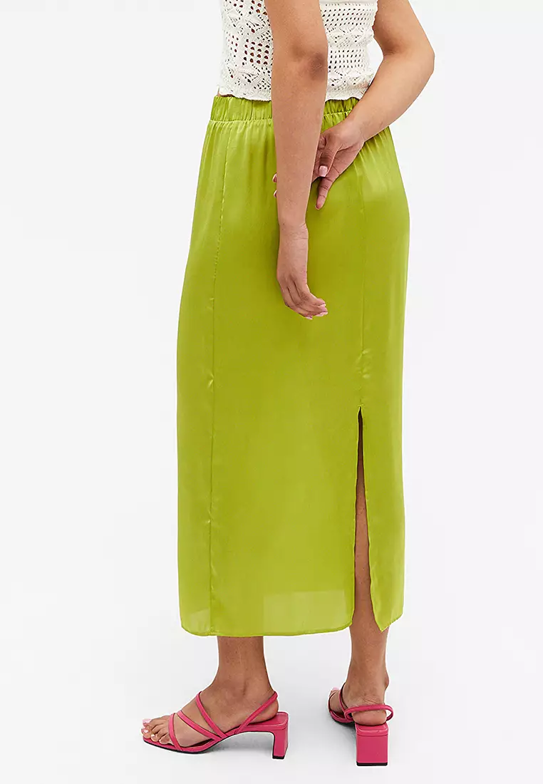 Monki silk midi sale skirt
