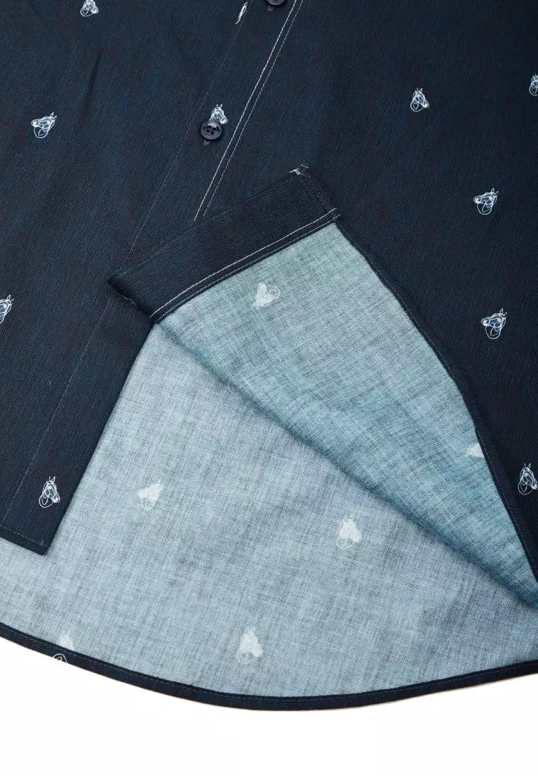 G2000 Wrinkle-Free Mini Horse Digital Print Comfort Fit Oxford Casual Shirt