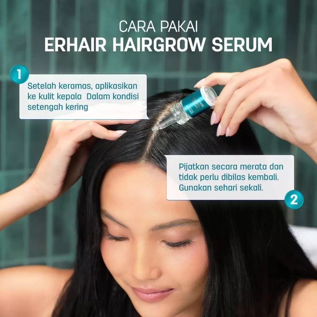ERHAIR HairGrow Protection Serum 7x8 ml with 1.5% Kopexil - Serum Panax Ginseng Mengurangi Rontok | Serum penumbuh rambut | Menjaga Kesehatan Kulit Kepala dan Menguatkan Akar