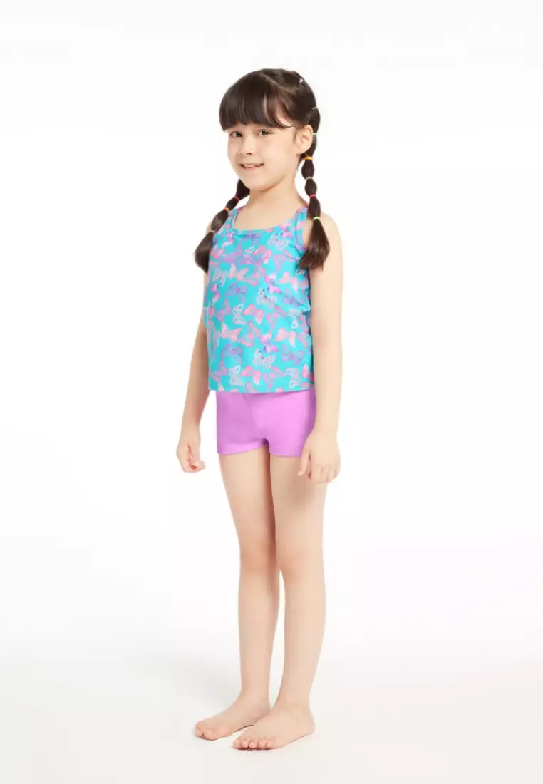 Little Fairy Blue Double Straps Tankini Set