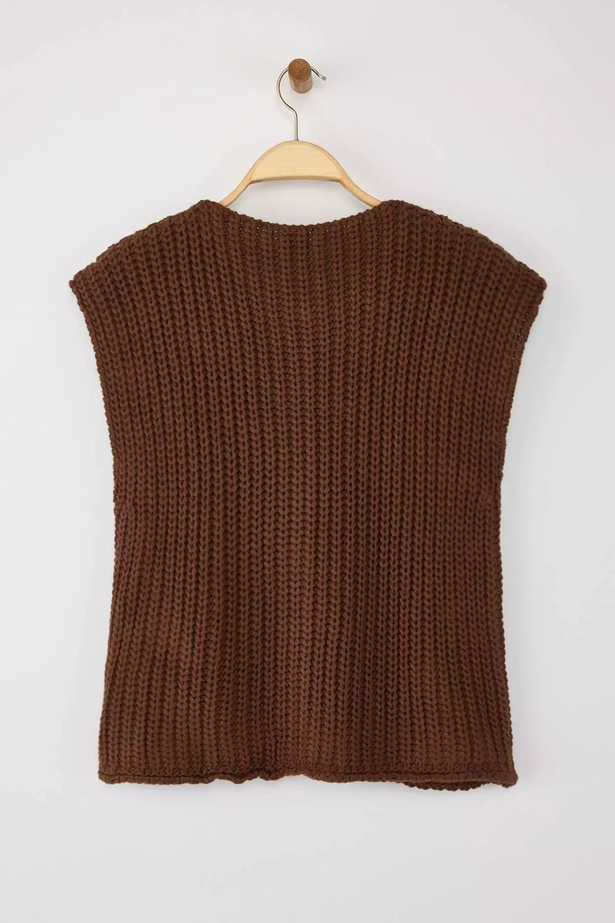 Brown Soft Textured Fitted Vest