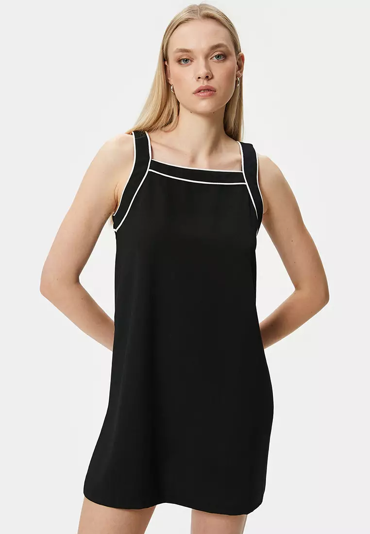 KOTON Square Neck Piping Mini Dress