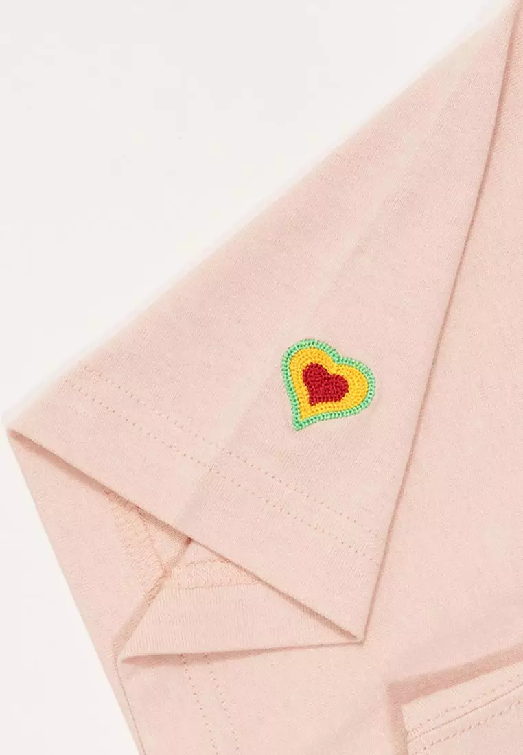 NE Chain Stitch Heart Blush Sky Short Sleeve Women T-Shirt