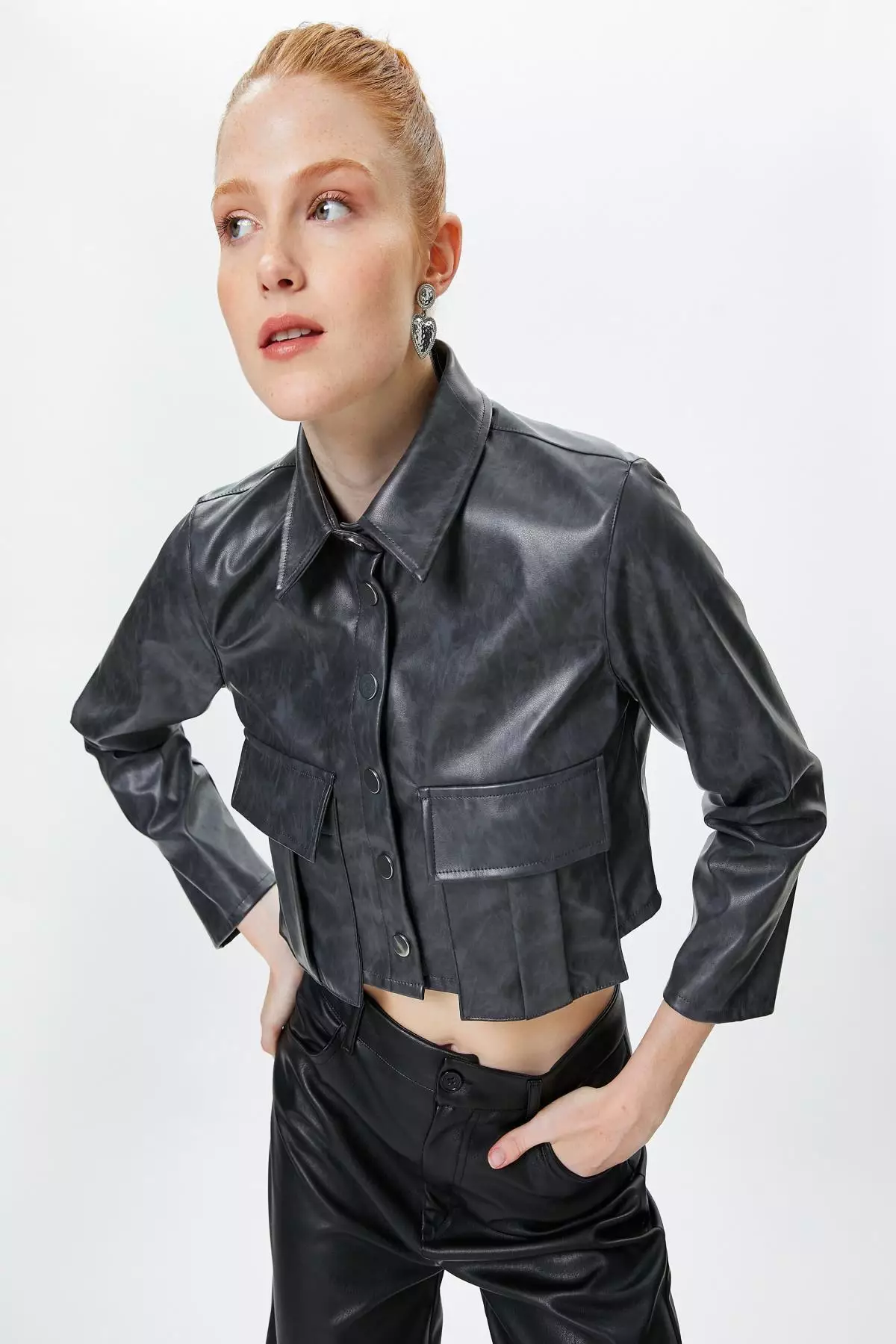 SOFTHYPHEN - FAUX LEATHER CROPPED SHIRT – The Contemporary