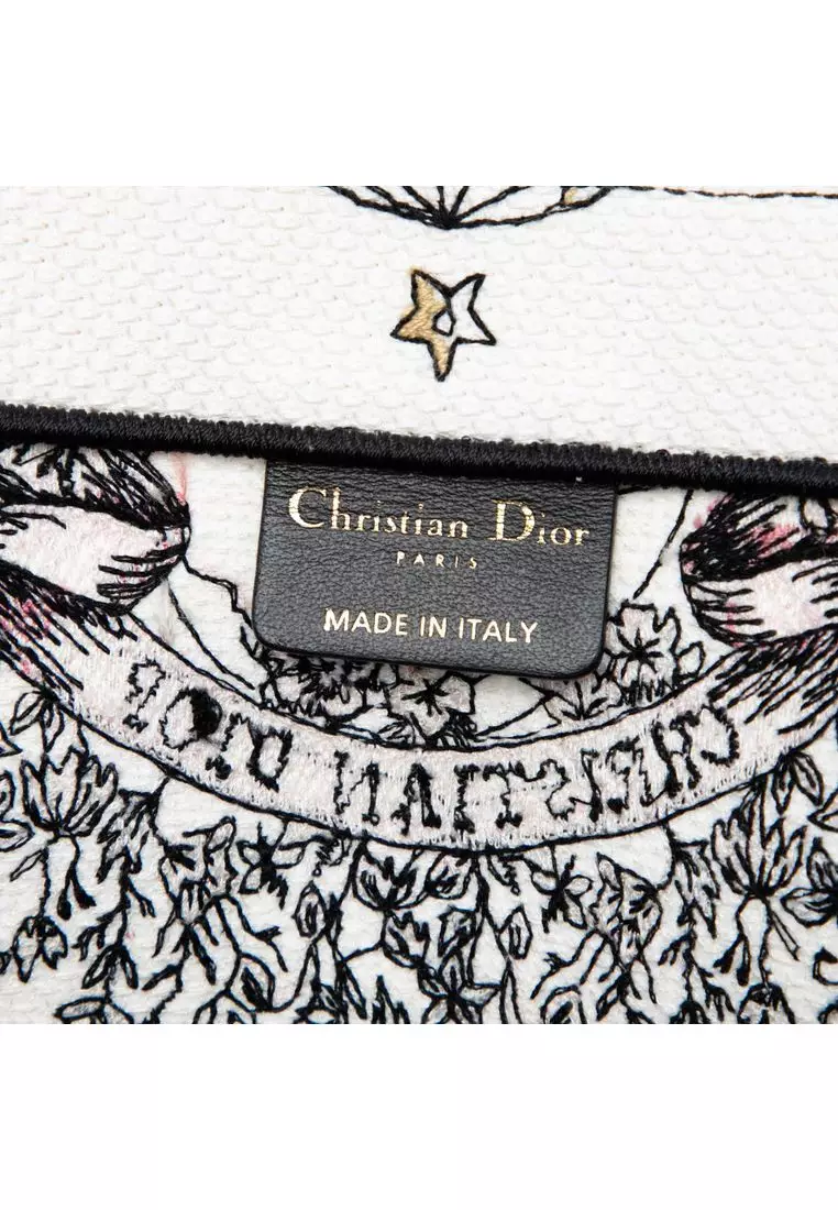 Pre-Loved Dior Large Embroidered Canvas Butterfly Around The World Book Tote