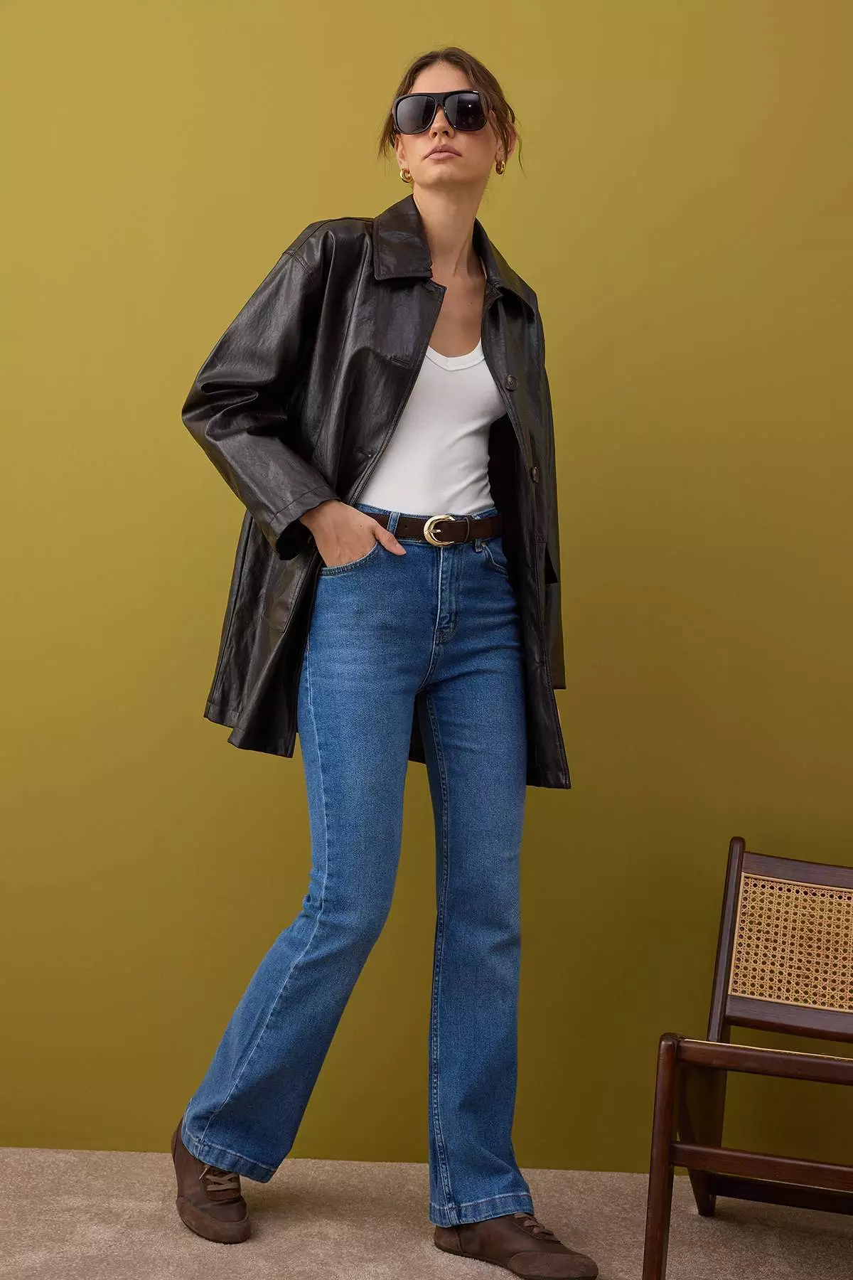 Blue High Waist Flared Jeans Twoaw26Je00047