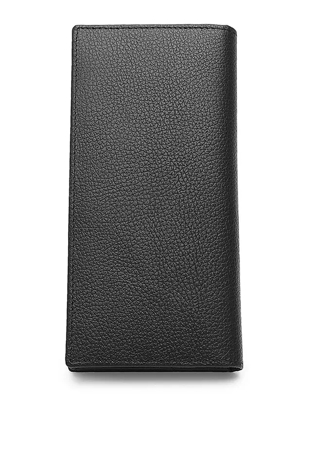 Genuine Leather RFID Blocking Long Wallet - Black