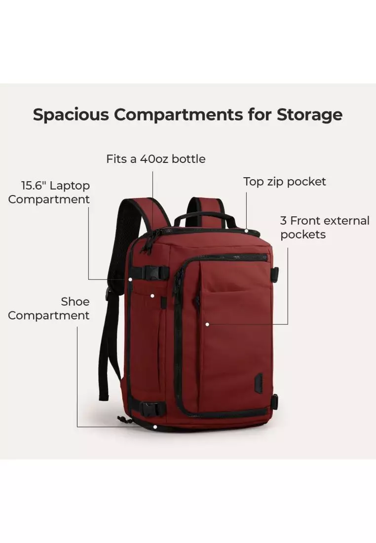 Bagsmart Blast Quick Access Carry On Travel Backpack Extended 38L (Brandy Snifter)