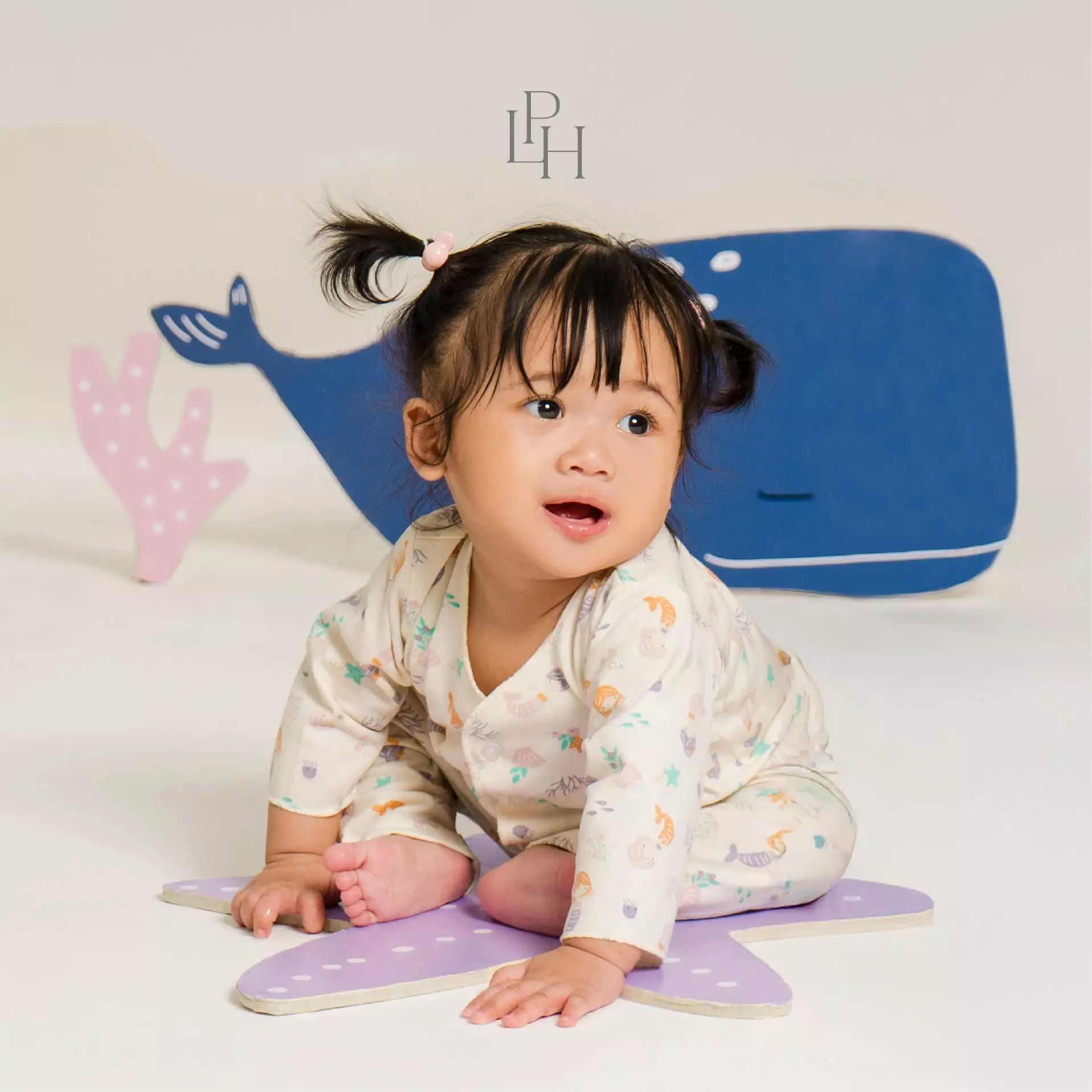 Little Palmerhaus - Little Wear Long Set 39.0 (Setelan Bayi Lengan Panjang) Whale