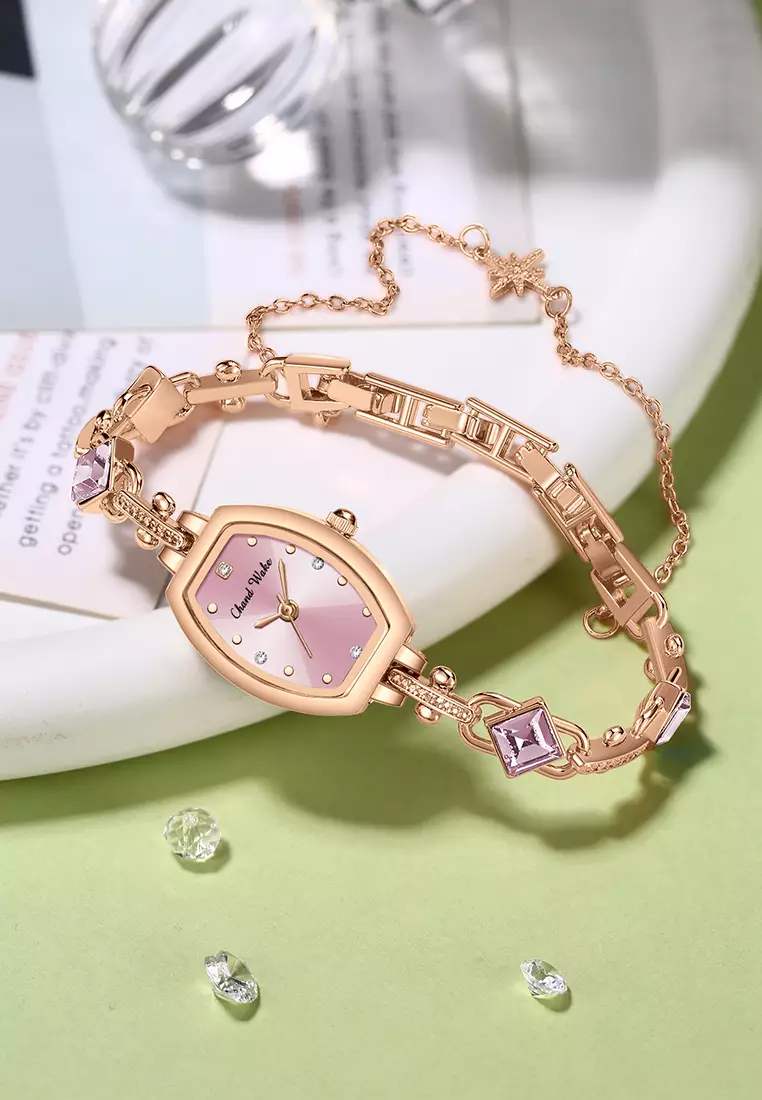 Jam Tangan Wanita Original Korea Gelang Fashion Original Jam Tangan Cewek Anti Air rosepink