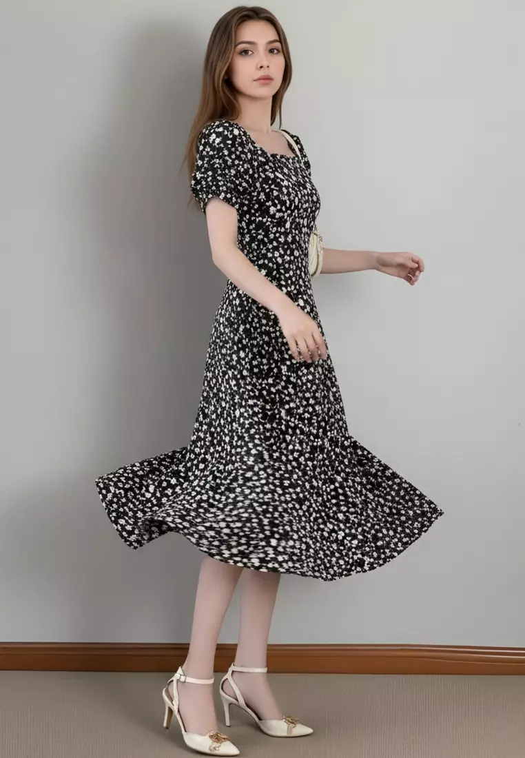 Printed Square Neck Dress