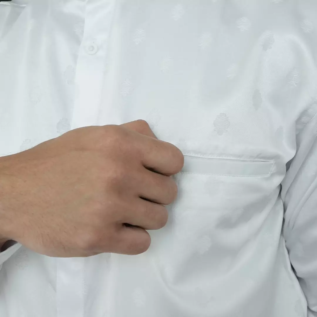 Casella Baju Koko Pria Lengan Panjang | Baju Koko Batik Syam 9983 White