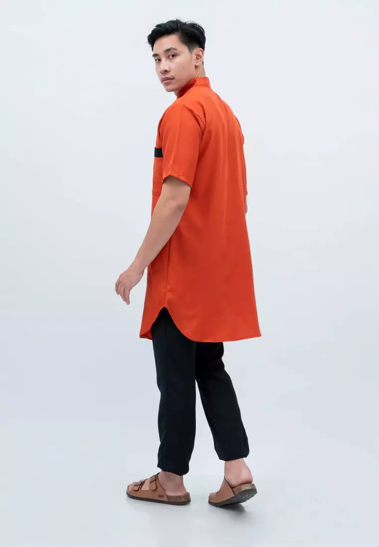 Baju Koko Kurta Pakistan Lengan Pendek Muslim Gamis Pria Houseofcuff A - Terracotta