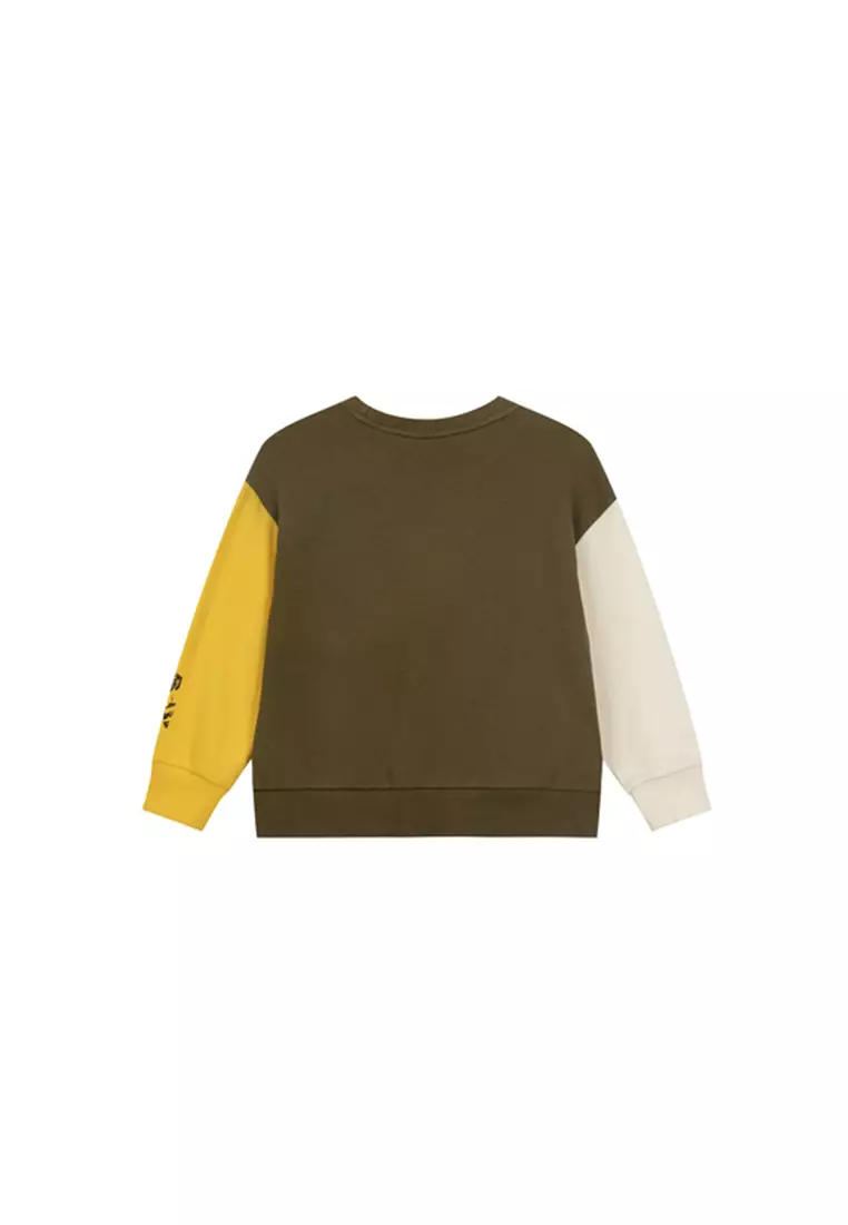 女大童短款卫衣主题图案印花撞色袖子卫衣